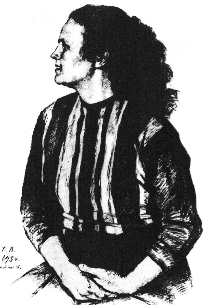 Г. Верейський. «Т. Яблонська». 1954. Автолітографія